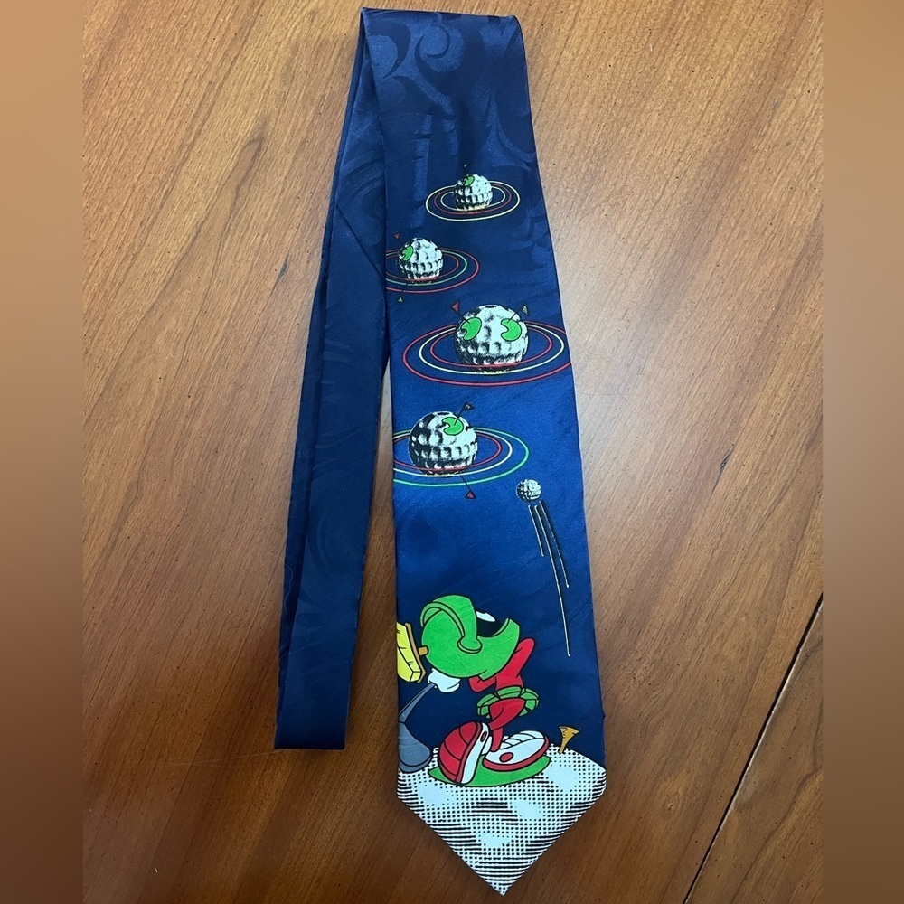 🌌 Vintage 1990s Marvin the Martian Golf Looney Tunes Tie USA Made
